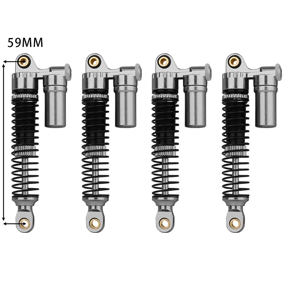 4pcs 53/59/66/78mm Aluminum Alloy Metal Shocks Absorbers Oil Damper for 1/18 RC Crawler TRX4M TRX-4M Bronco Defender Upgrade