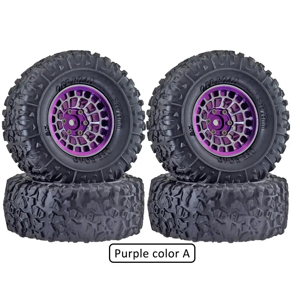 Ajrc Aluminum Alloy 1.3 Inch Beadlock Wheel Rim Tire For 1/24 Fms24 Axial Scx24 1/18 Traxxas Trx4m Trx4-m Rc Crawler Car Tire