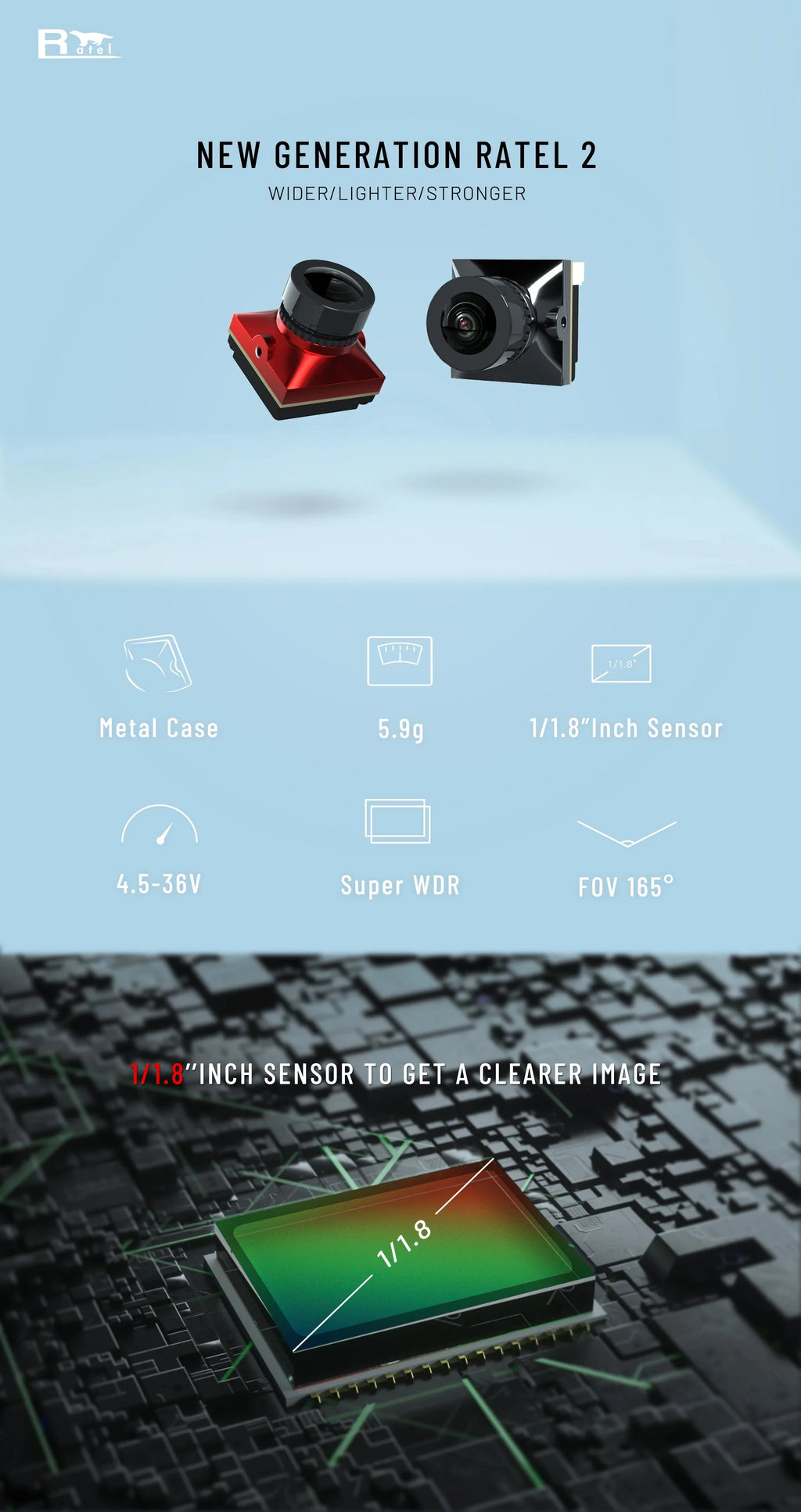 1/3PCS CADDX Ratel 2 V2 FPV Camera Ratel2 2.1mm Lens FOV165° 16:9/4:3 NTSC/PAL Switchable Micro Camera For RC Quadcopter Drone