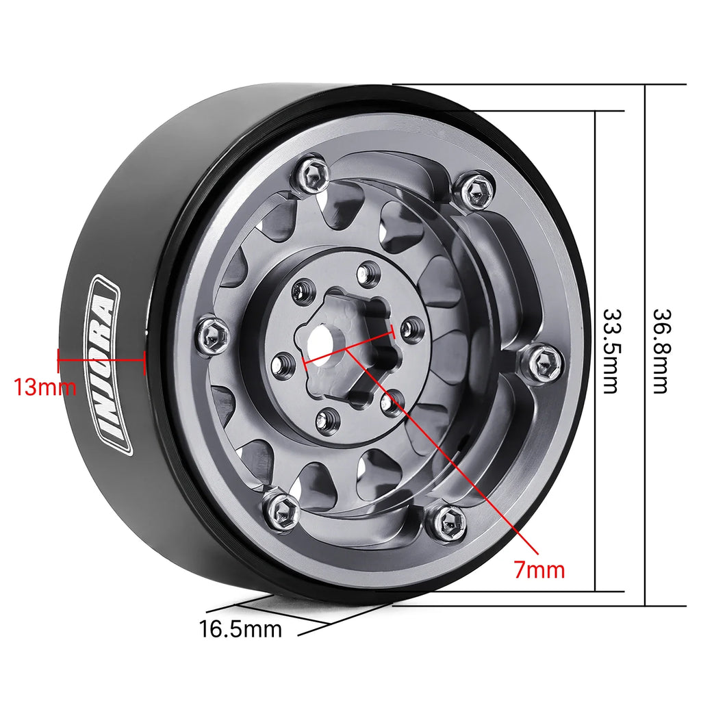 INJORA 1.3" Aluminium Beadlock Wheels for 1/24 1/18 RC Crawler (W1311)