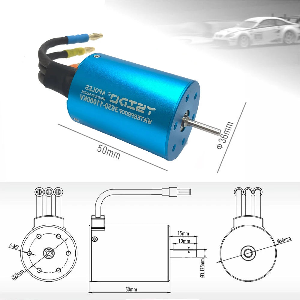 YSIDO 3650 3660 3665 3674 4500KV 5400KV Brushless Motor WaterProof for 1/10 1/12 Traxxas HSP RedCat Tamiya SCX10 RC Crawler Cars