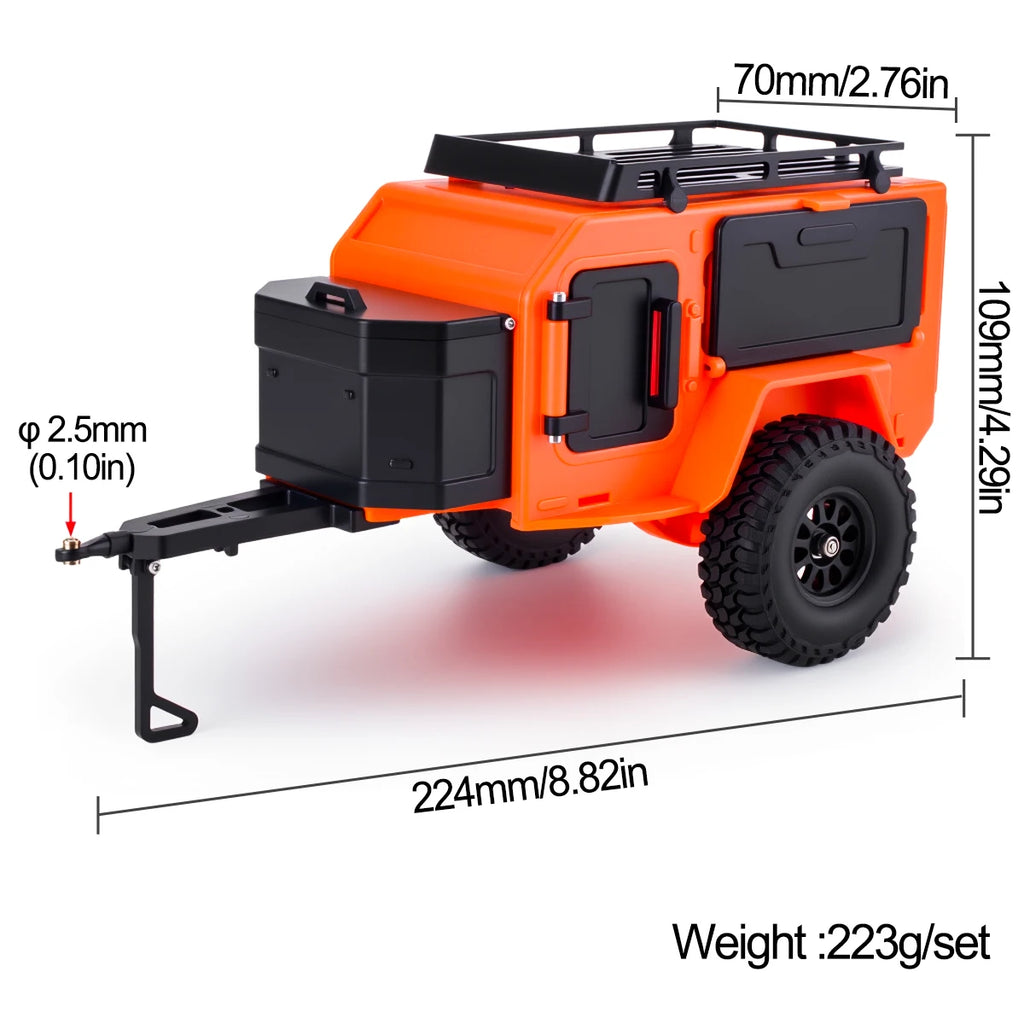 Plastic Off-Road Camping Trailer Motorhome RV Trailers with Stickers for 1/18 1/24 RC Crawler TRX4M SCX24 Decorative Parts
