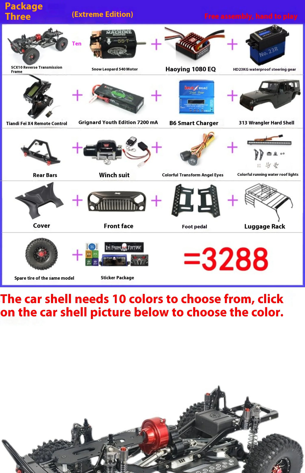 New Scx10 Simulation Climbing Car Wrangler Adult Remote Control Four-Wheel Drive Off-Road Rc Model Car Metal Frame