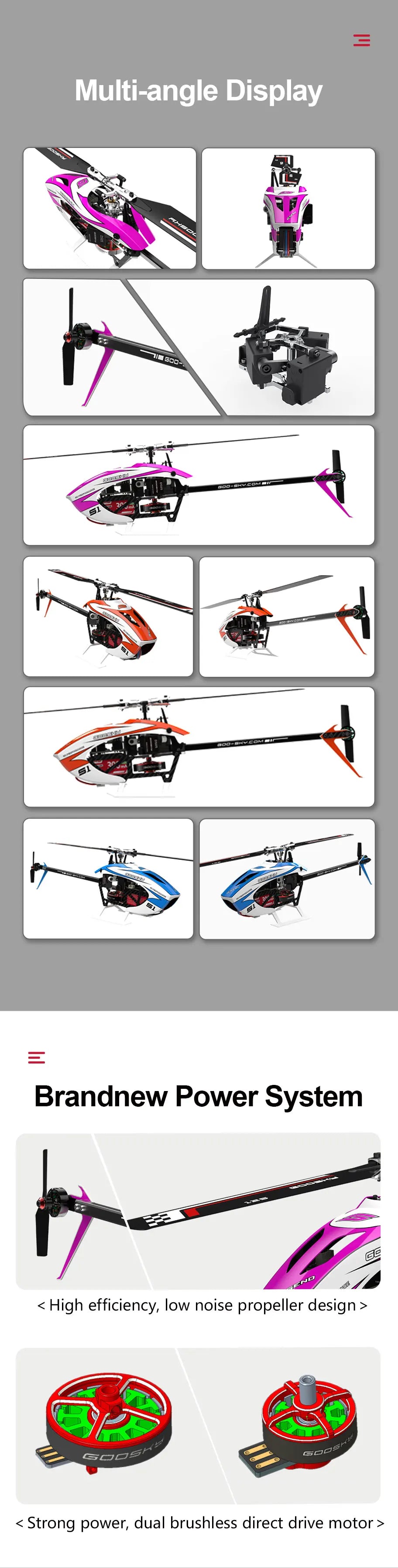 Hot Rc Goosky S1 Bnf/Rtf 6ch 3d Stunt Double Brushless Motor Direct Drive Motor Flybarless Direct-Drive Rc Helicopter Toy Gift