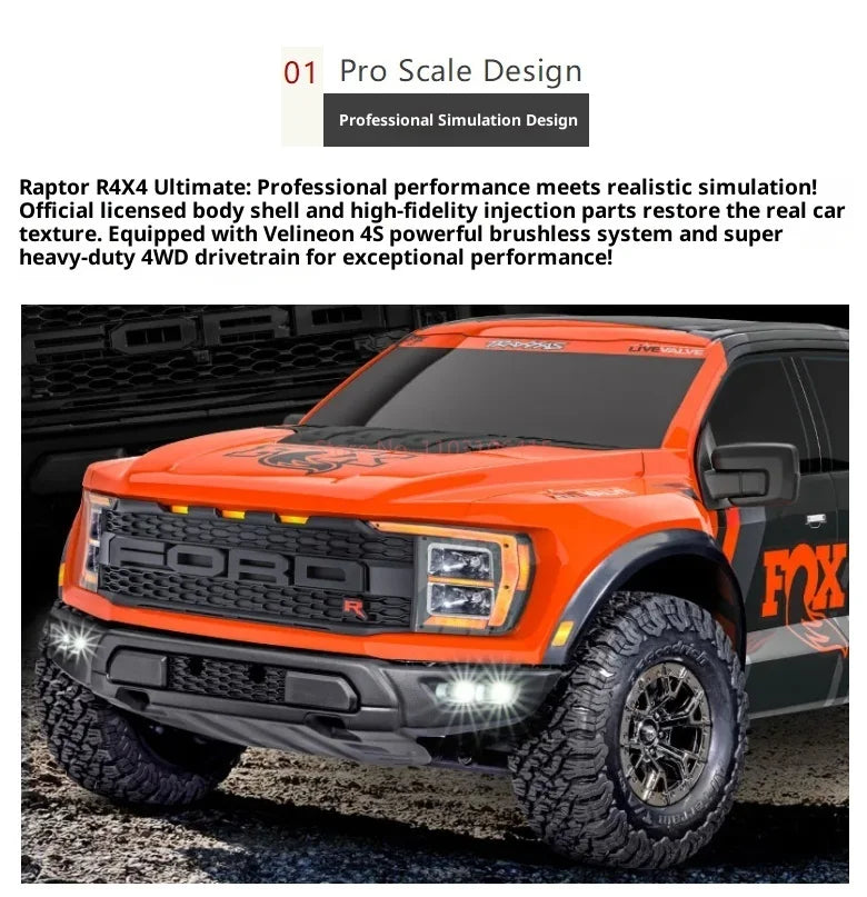 Traxxas 1:10 Raptor R 4*4 F150 Ultimate Four-Wheel Drive Brushless Short Card Remote Control Off-Road Vehicle Desert Short Card