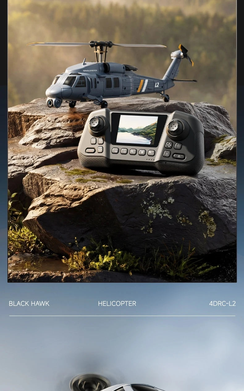 4DRC L2 Apache Military Remote Control Helicopter 6 Axis Gyro Single Rotor 8K Aerial Optical Flow With Screen Remote Boys Gift