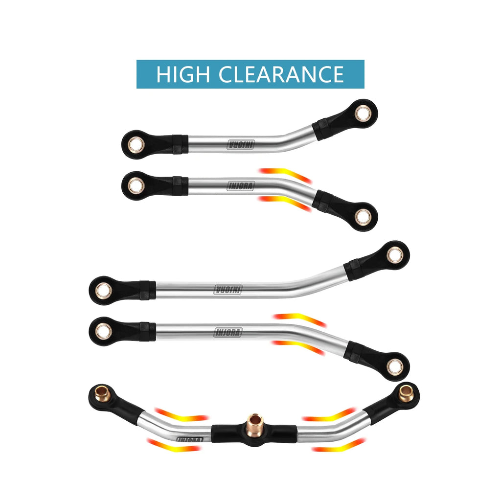 INJORA Stainless Steel High Clearance Chassis Links Steering Link Set for 1/18 RC Crawler TRX4M Defender Bronco (4M-08 4M-57)