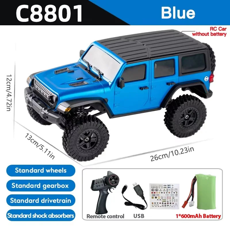C8801 PRO/ C8801 1/18 RC Car With Light 2.4G 4WD Electric Climbing High-Speed Off-Road Vehicle Remote Control Toys For Kid Adult