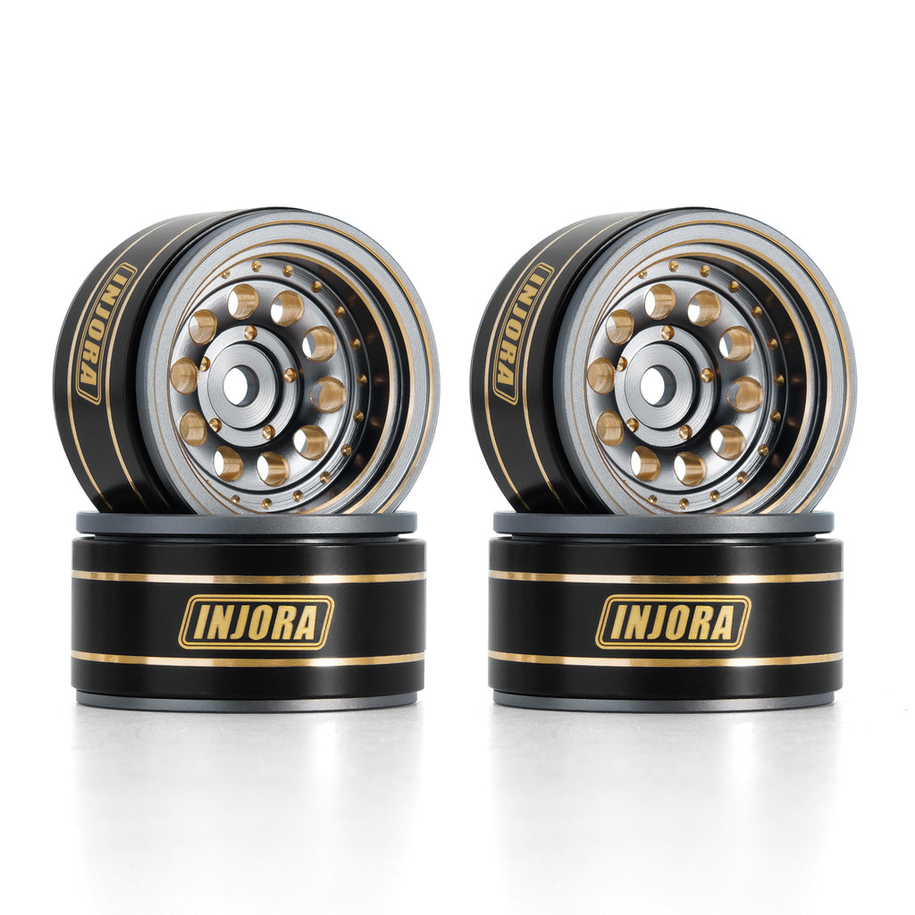 INJORA 39g Black Coating Brass 1.0" Beadlock Wheel Rims for 1/24 1/18 RC Crawler Car Axial SCX24 AX24 TRX4M FCX24 (W1008)
