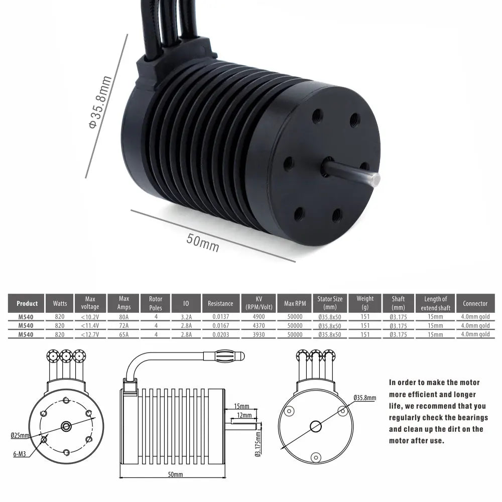 SURPASS HOBBY M540 M3650 M3660 Combo Waterproof Brushless Motor 3500/4200KV w/M45A/60A ESC for 1/10 1/12 RC Car Traxxas Off-Road