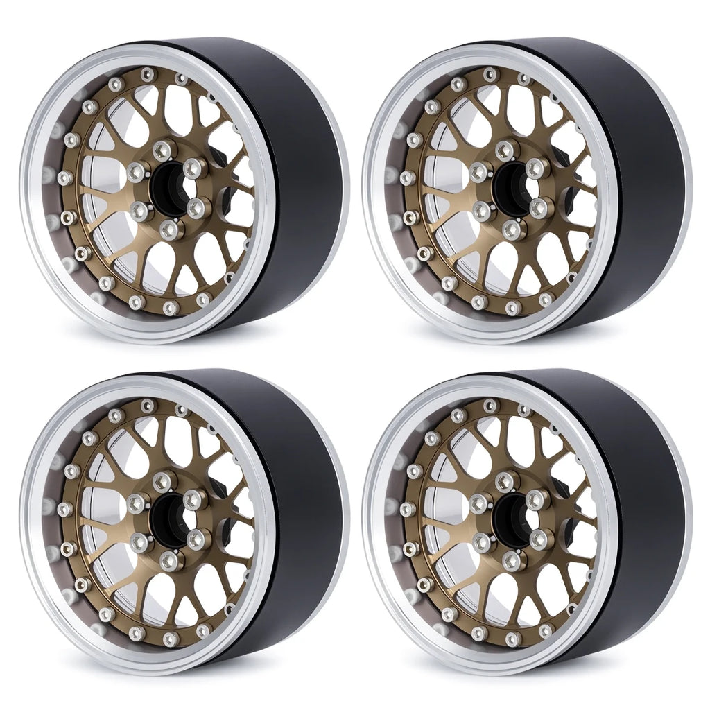 4Pcs Aluminum Alloy 2.2" Beadlock Wheels, Universal Fit for 1/10 RC Crawler Car Axial SCX10 II III & Traxxas TRX4