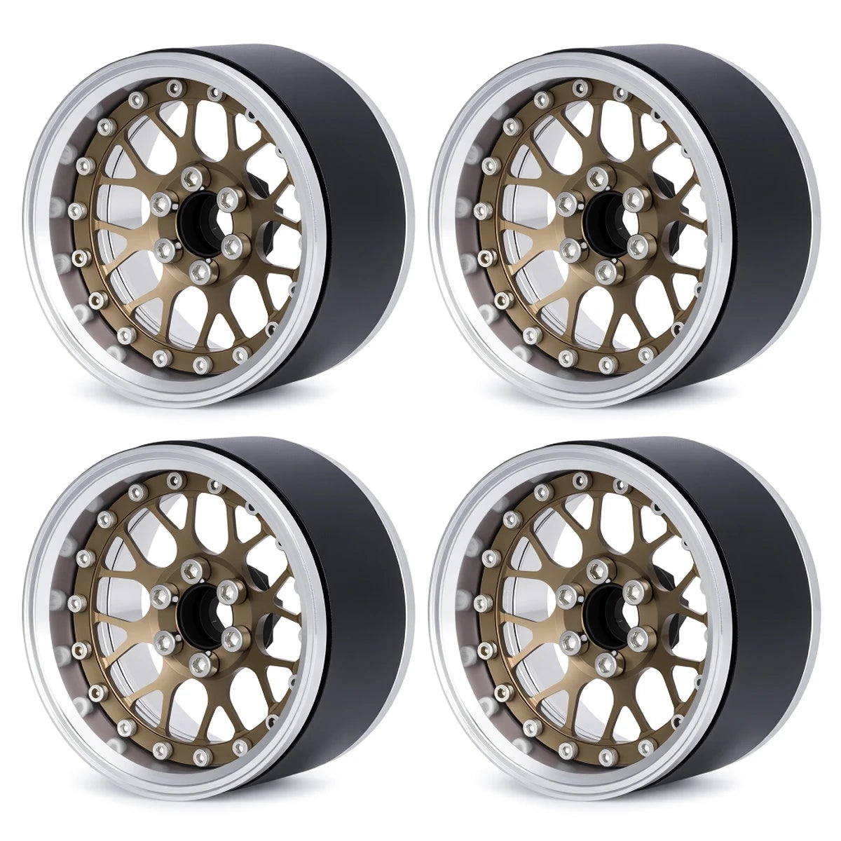4Pcs Aluminum Alloy 2.2" Beadlock Wheels, Universal Fit for 1/10 RC Crawler Car Axial SCX10 II III & Traxxas TRX4