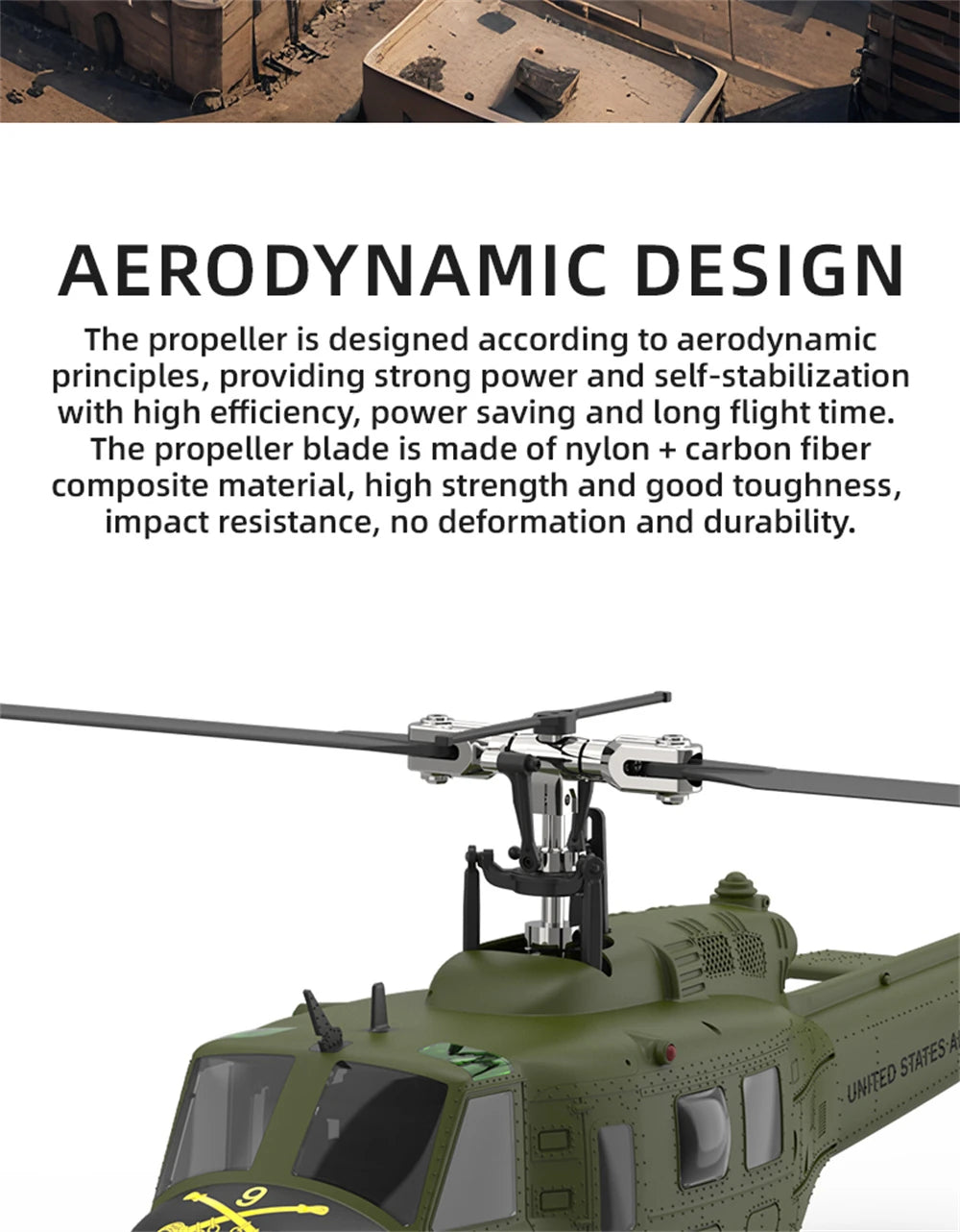 Eachine E190 PRO UH-1 6-Channel RC Helicopter Brushless Motor GPS Hold Altitude Scale Military Green Sealed Box