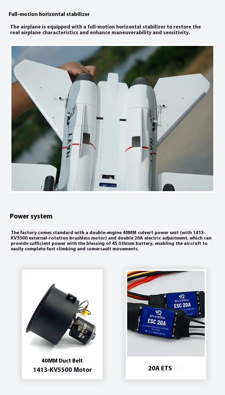 XFly RC Plane F-14 "Tomcat" Dual 40mm Twin Engine Ducted 970mm Wingspan Electric Fighter Fixed Wing Model Christmas Gift Toy
