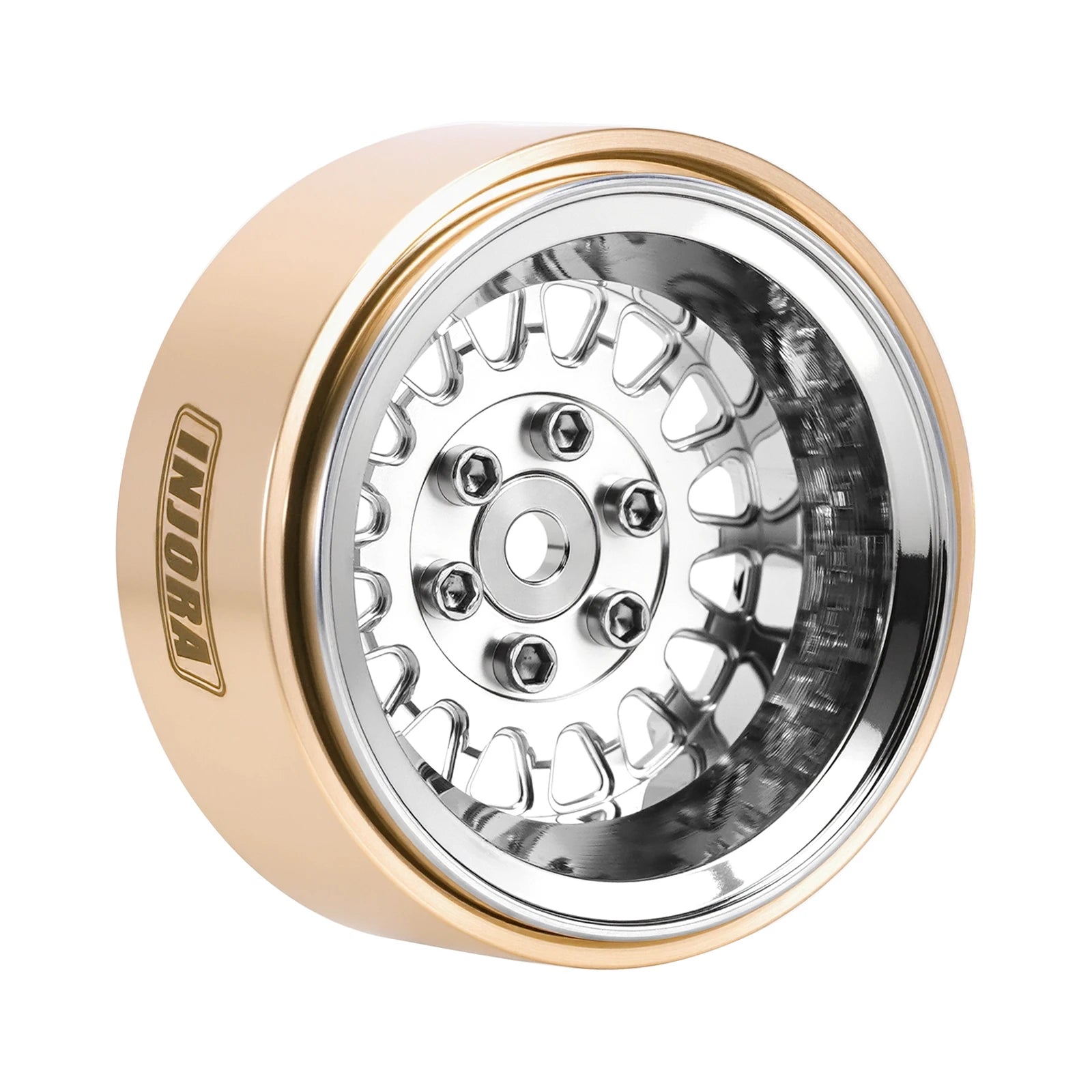 INJORA ModuWheel 1.3" Brass & Aluminum Beadlock Wheels, Negative Offset, for 1/18 1/24 RC Crawlers
