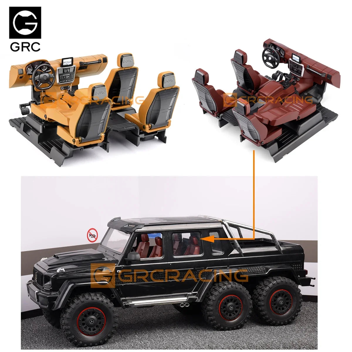 GRC 1/10 Benz Interior Full Set For Traxxas TRX4 G500 TRX6 G63 Body Simulation Upgrade parts accessories  #G161GR G161GY