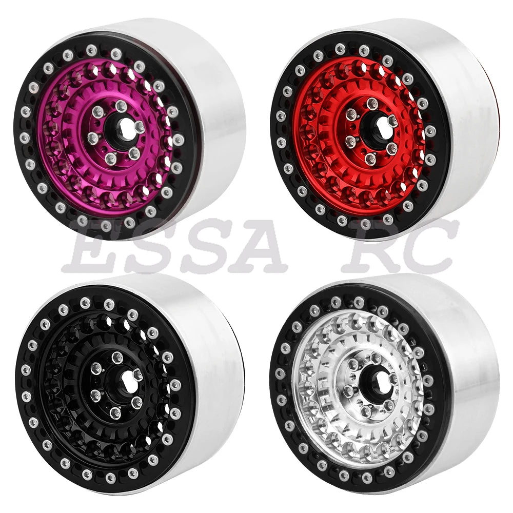 2/4Pcs 2.2 Inch Metal Alloy Beadlock Wheel Hub Rim Rims Aluminum Alloy for TRX4 TRX6 Axial SCX10 III  1/10 RC Crawler