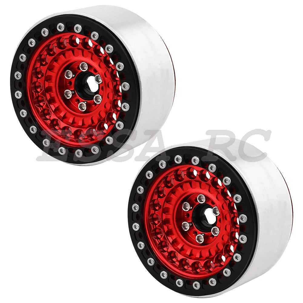 2/4Pcs 2.2 Inch Metal Alloy Beadlock Wheel Hub Rim Rims Aluminum Alloy for TRX4 TRX6 Axial SCX10 III  1/10 RC Crawler