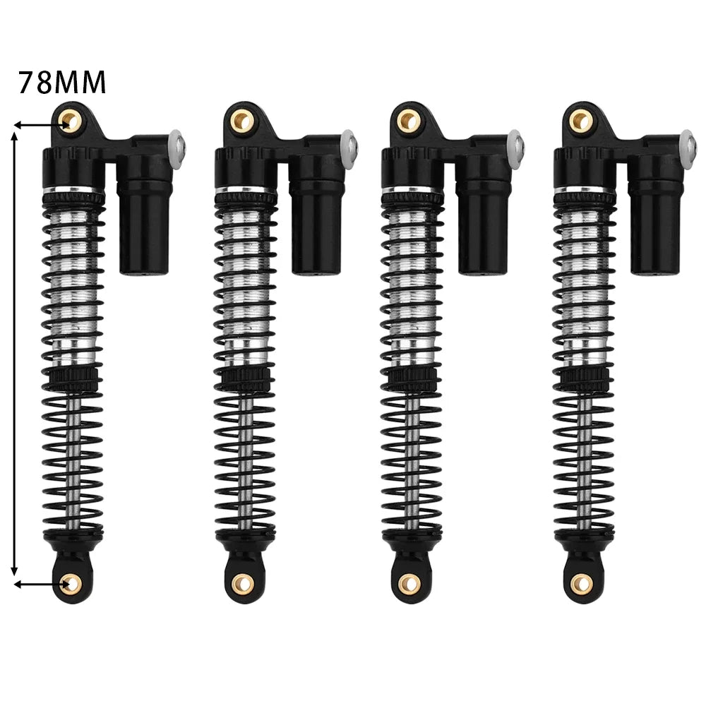 4pcs 53/59/66/78mm Aluminum Alloy Metal Shocks Absorbers Oil Damper for 1/18 RC Crawler TRX4M TRX-4M Bronco Defender Upgrade