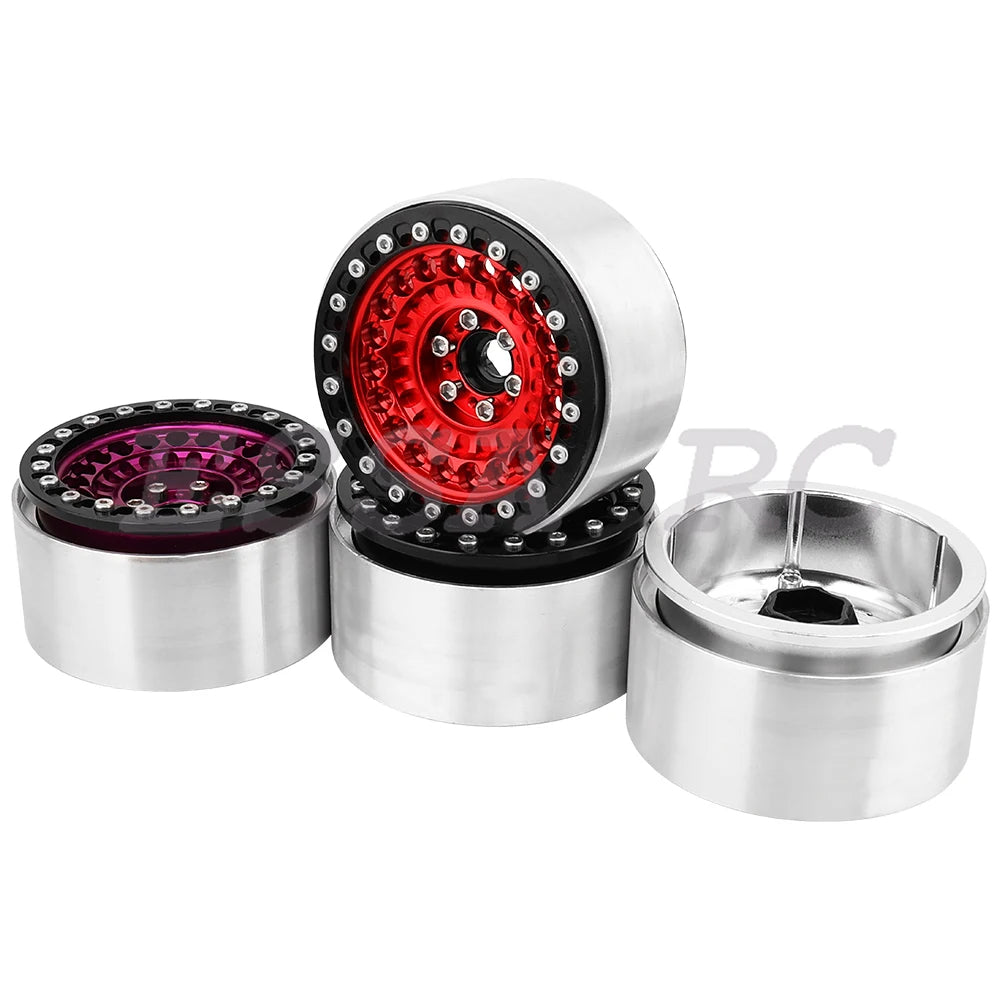 2/4Pcs 2.2 Inch Metal Alloy Beadlock Wheel Hub Rim Rims Aluminum Alloy for TRX4 TRX6 Axial SCX10 III  1/10 RC Crawler
