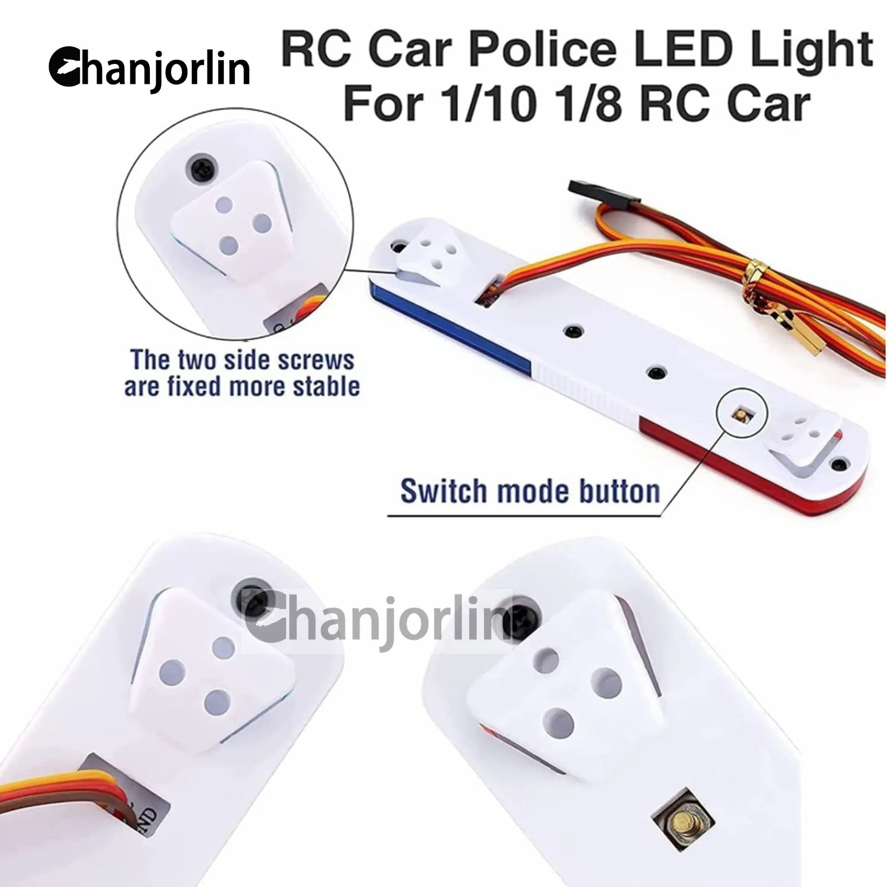Police Flash LED Light Alarming Lights Accessories for 1:8 1:10 RC Car Axial HSP HPI Kyosho Tamiya SCX10 D90 Upgrade Parts