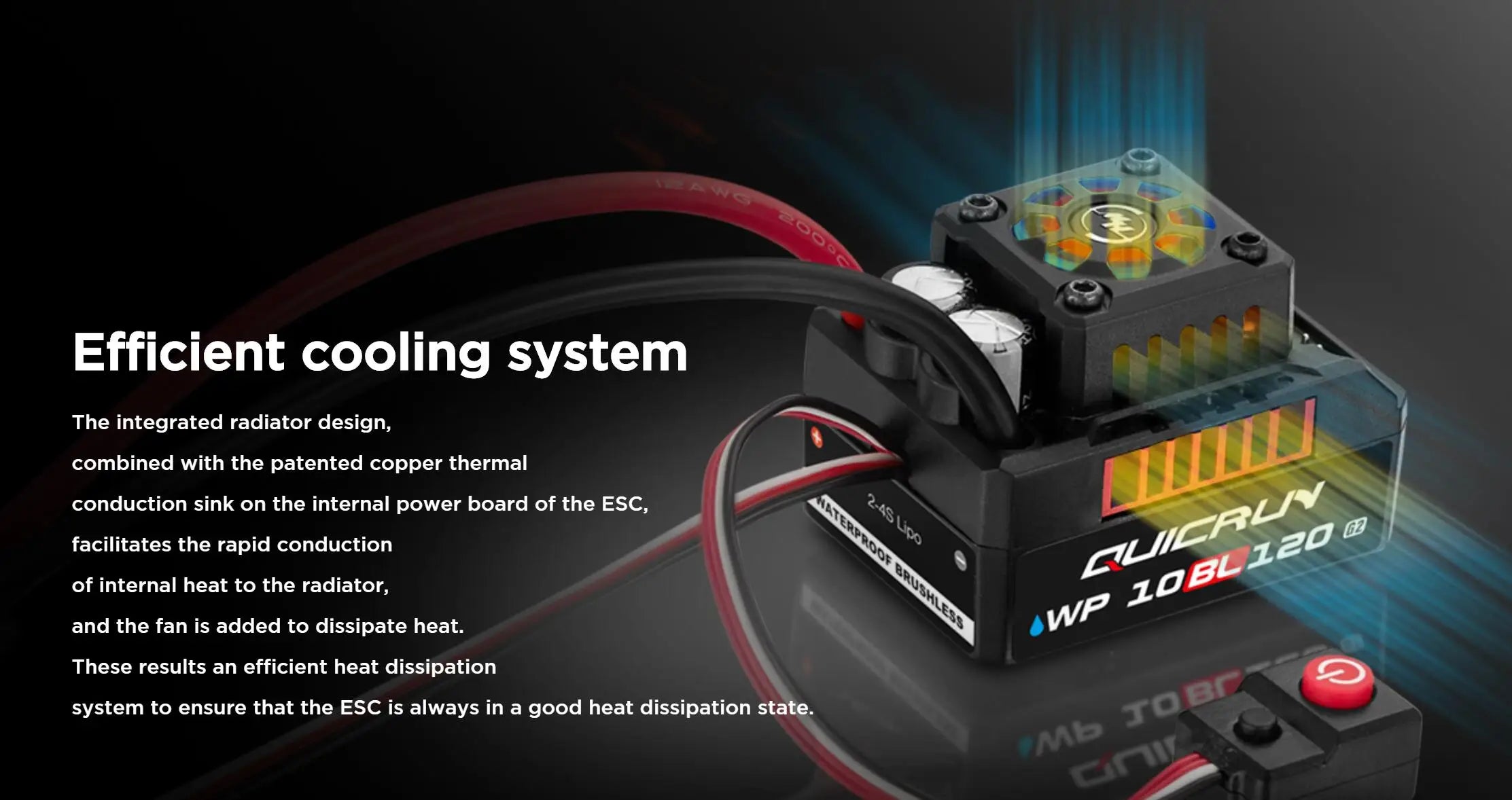 Hobbywing QUICRUN WP 10BL120 G2 120A 2-4S Lipo Speed Controller Brushless ESC Sensorless for 1/10 1/12 RC Car Toy Spare Part