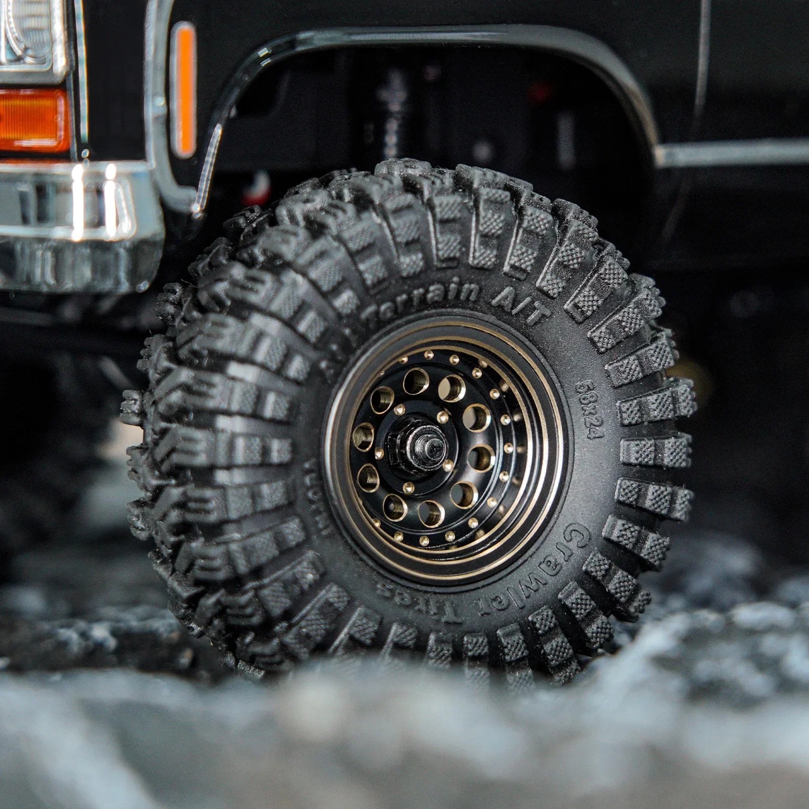 INJORA 39g Black Coating Brass 1.0" Beadlock Wheel Rims for 1/24 1/18 RC Crawler Car Axial SCX24 AX24 TRX4M FCX24 (W1008)