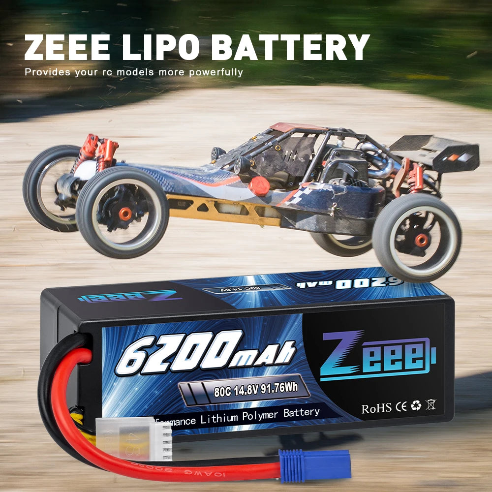 Zeee Lipo Battery 2S 3S 4S with T EC3 EC5 Connector Hardcase for RC Car Tank Boats Helicopter FPV Drones RC Model Hobby Parts
