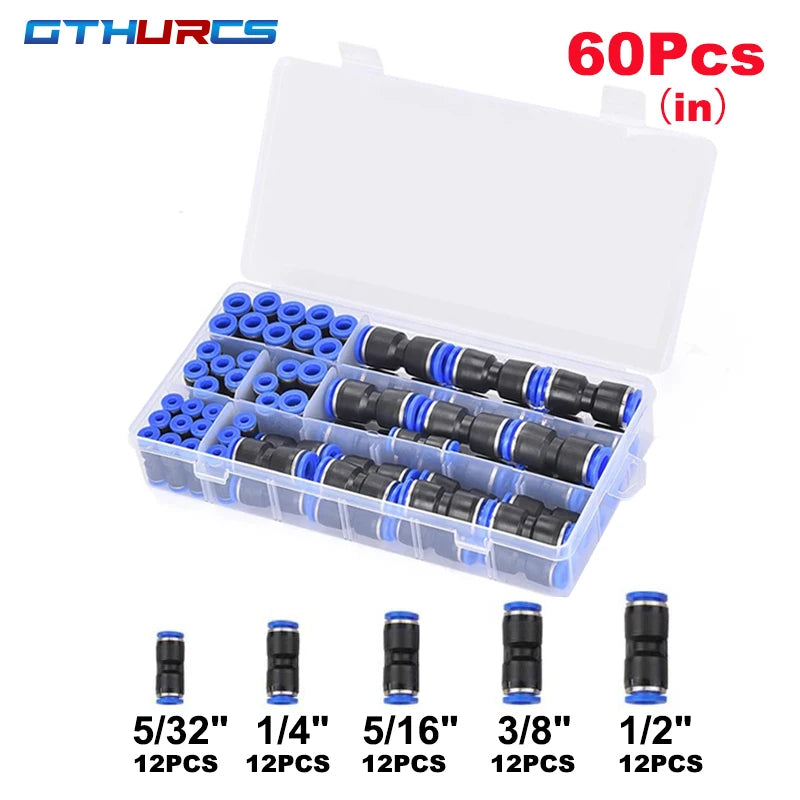 30/40/50/60/70pcs Pneumatic Fitting Straight Push Plastic Connector 6/8/10/12mm Trachea Connector PU  Air Hose Tube