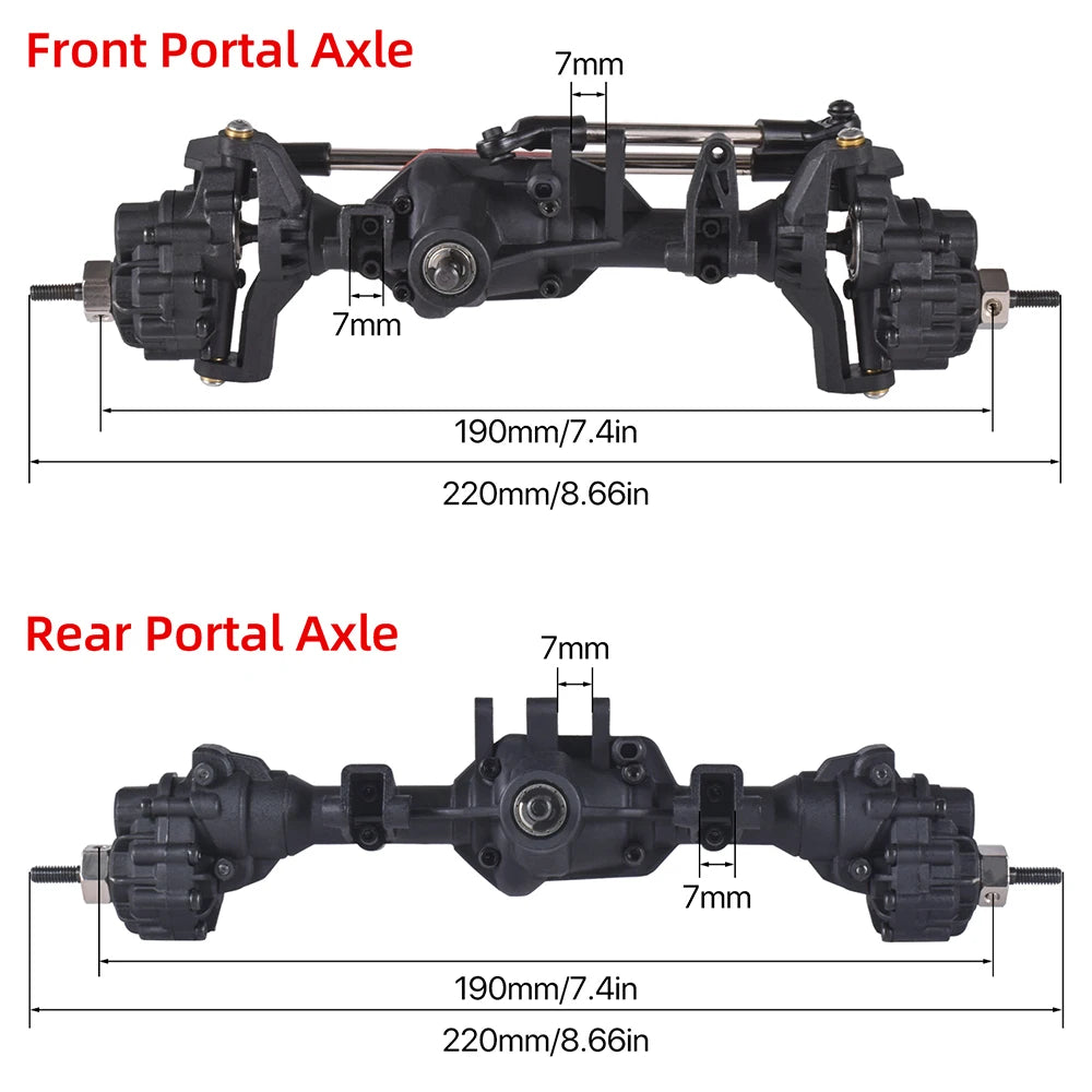 AUSTARHOBBY Front and Rear Portal Axles for RC Traxxas TRX4 1/10 Rock Crawler Car Replace Upgrades Parts For Axial SCX10I SCX10I