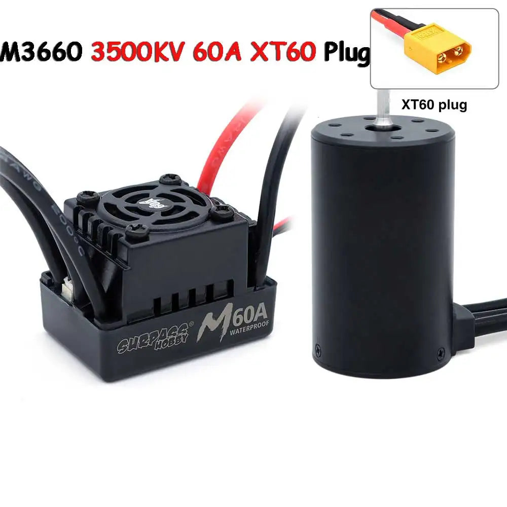 SURPASS HOBBY M540 M3650 M3660 Combo Waterproof Brushless Motor 3500/4200KV w/M45A/60A ESC for 1/10 1/12 RC Car Traxxas Off-Road