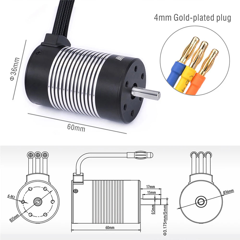 Surpass Hobby Rocket 2845 F540 3650 3660 3665 3670 3674 4068 Waterproof Brushless Motor for 1/10 1/12 RC Car Robot WLtoys 12428
