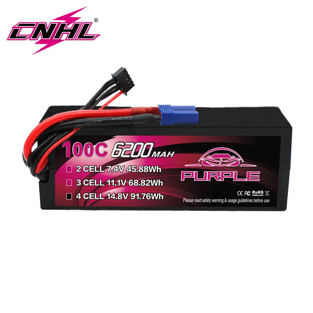 4S 14.8V Lipo Battery 6200mAh 100C Hardcase with EC5 Plug For RC Car Boat Vehicles Truck Tank Truggy Buggy Racing Hobby