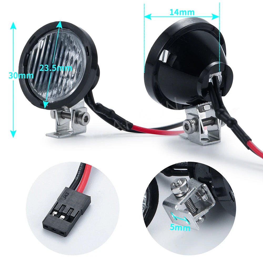 YEAHRUN LED Lights Headlights Spotlight for TRX-4 TRX6 Axial SCX10 Wraith 1/10 RC Crawler Car Upgrade Decoration Parts