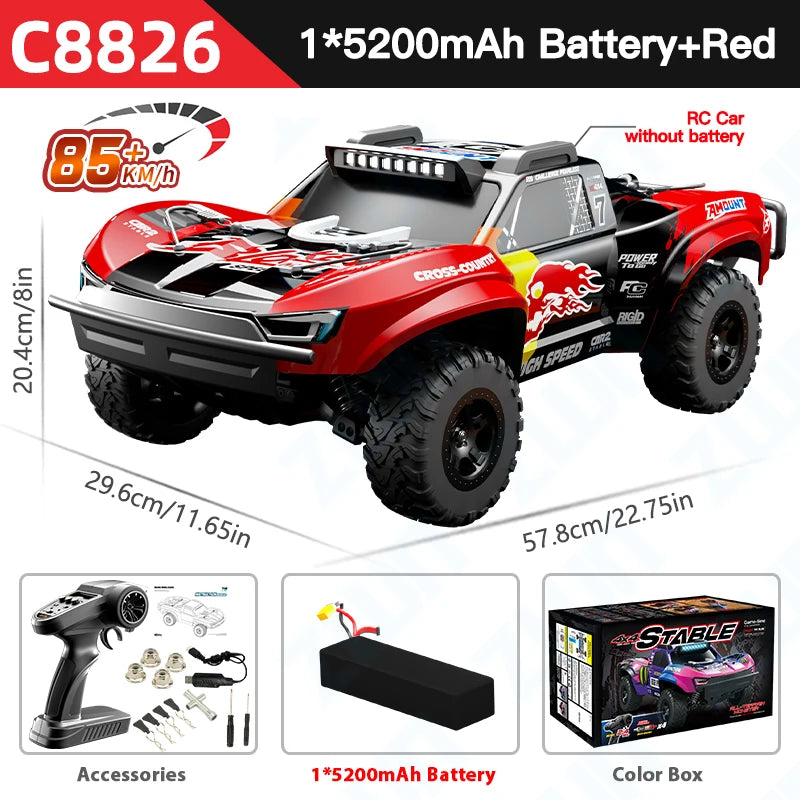 C8826 1:10  High-Speed Brushless 4WD Off-Road RC Car with Hydraulic Suspension Premium Remote Control Vehicle for Kids Adults