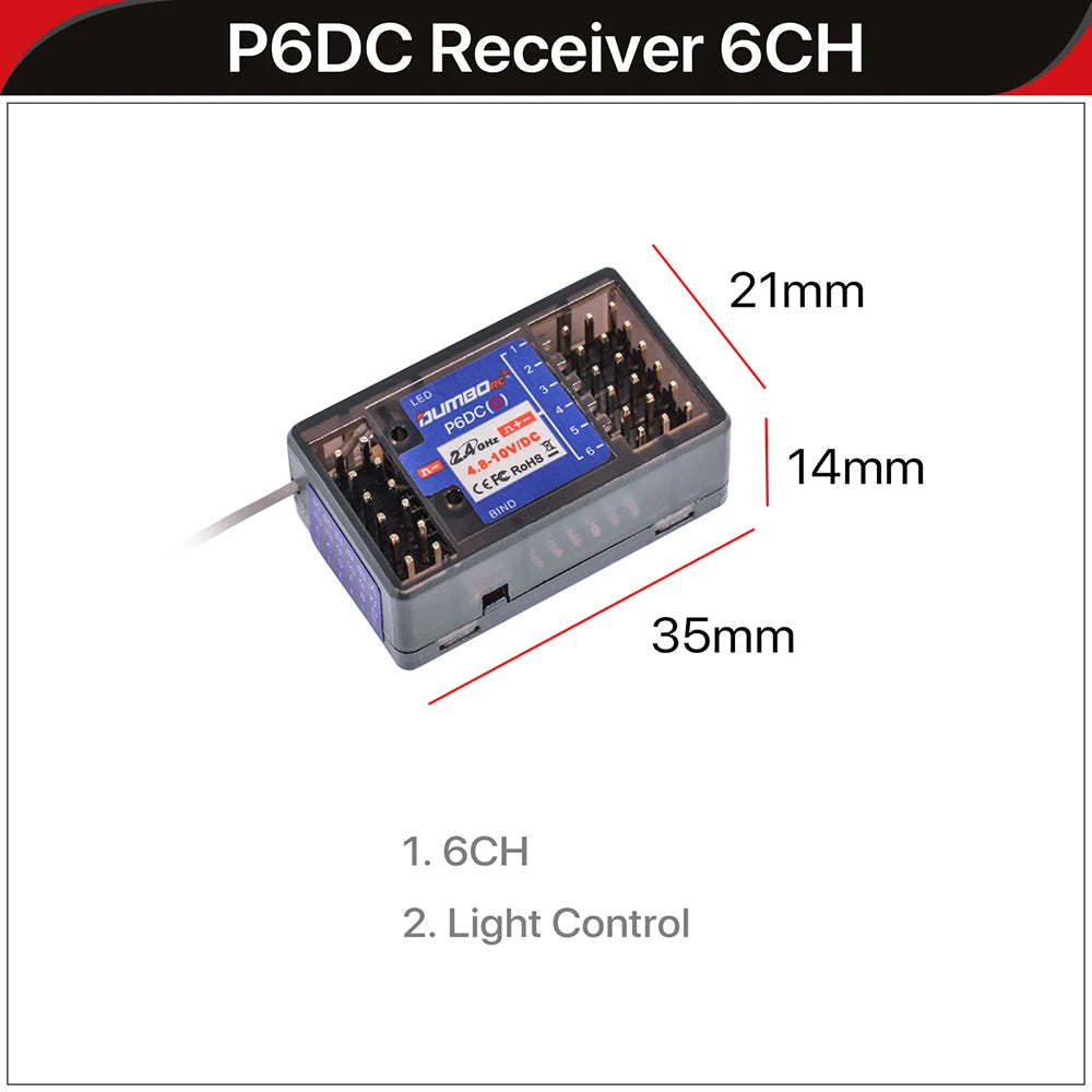 DUMBORC 2.4G 10CH Digital Radio Remote Controller DDF-350 Transmitter with Receiver  for RC Car Boat Tank LCD FHSS System