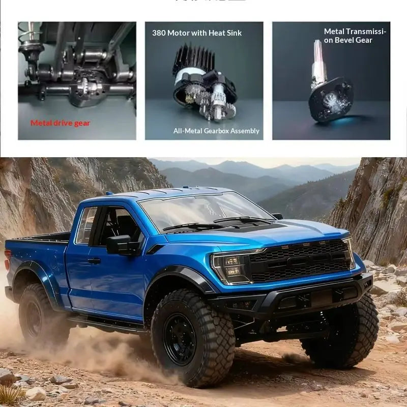 1:12 F-150 4WD RC Off-Road Crawler Pickup Truck Metal Drive Shaft Full Proportion Lifelike Openable Doors Design