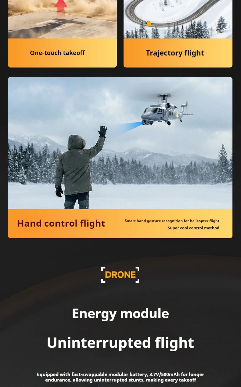 4DRC L2 Apache Military Remote Control Helicopter 6 Axis Gyro Single Rotor 8K Aerial Optical Flow With Screen Remote Boys Gift