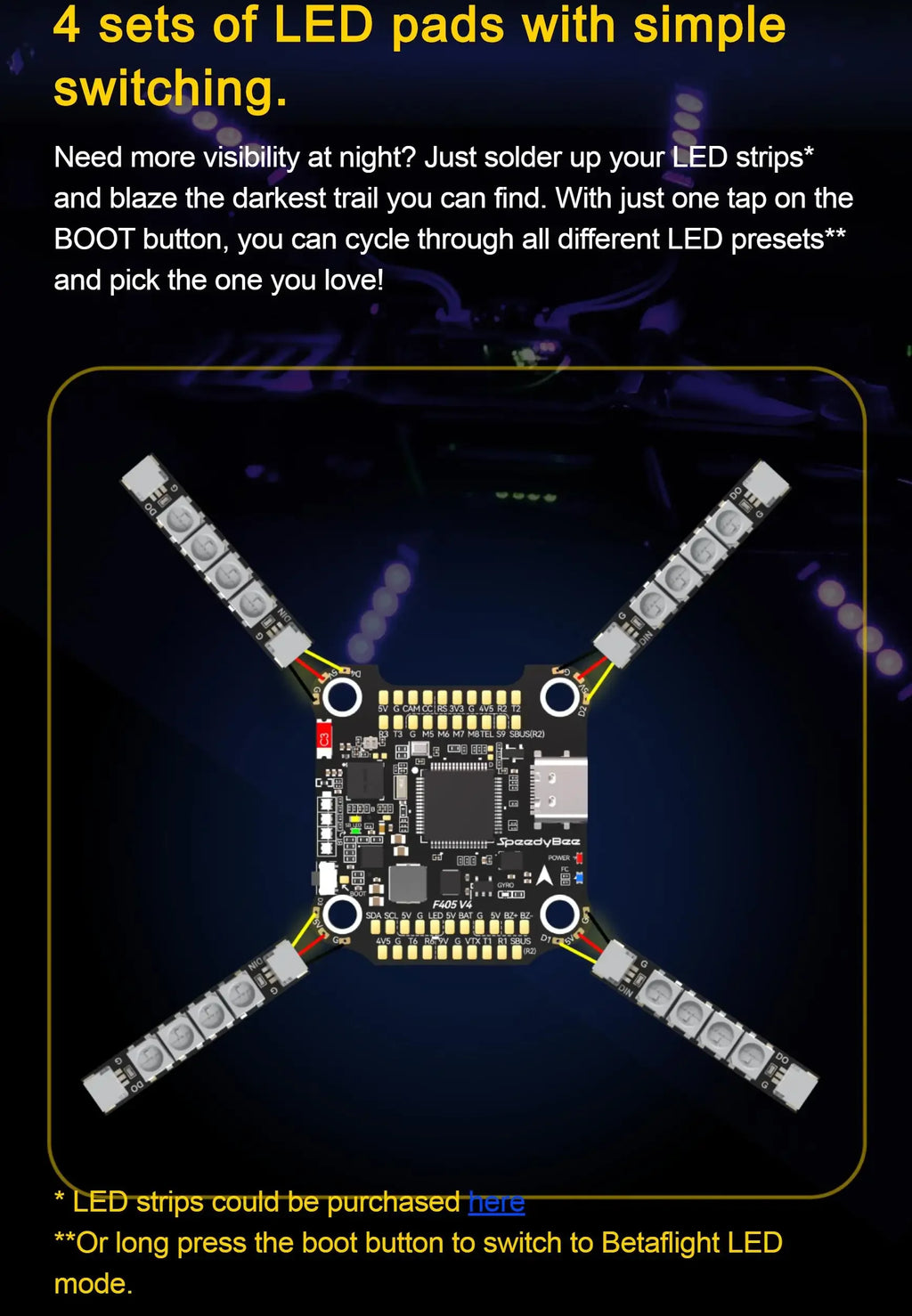 Speedybee F405 V4 Stack BLS 55A 4-in-1 ESC&FC 30x30 RC iNAV Betaflight Configure Bluetooth 3-6S FPV 5-8 inch frame Drone parts