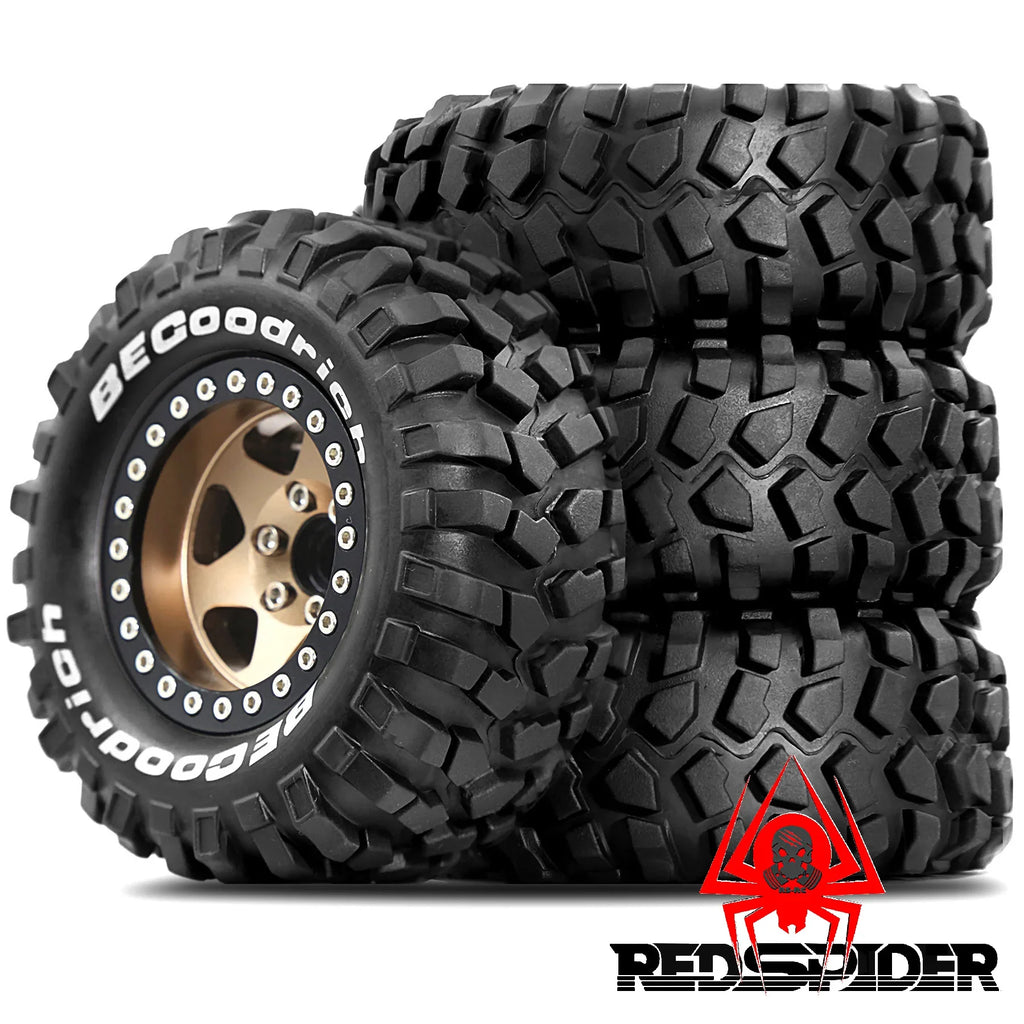 4pcs 1.9" Rubber Tires Beadlock Wheels Rims for 1/10 RC Crawler Car Traxxas TRX4 Axial SCX10 90046 90047 MST HSP Redcat Gen8