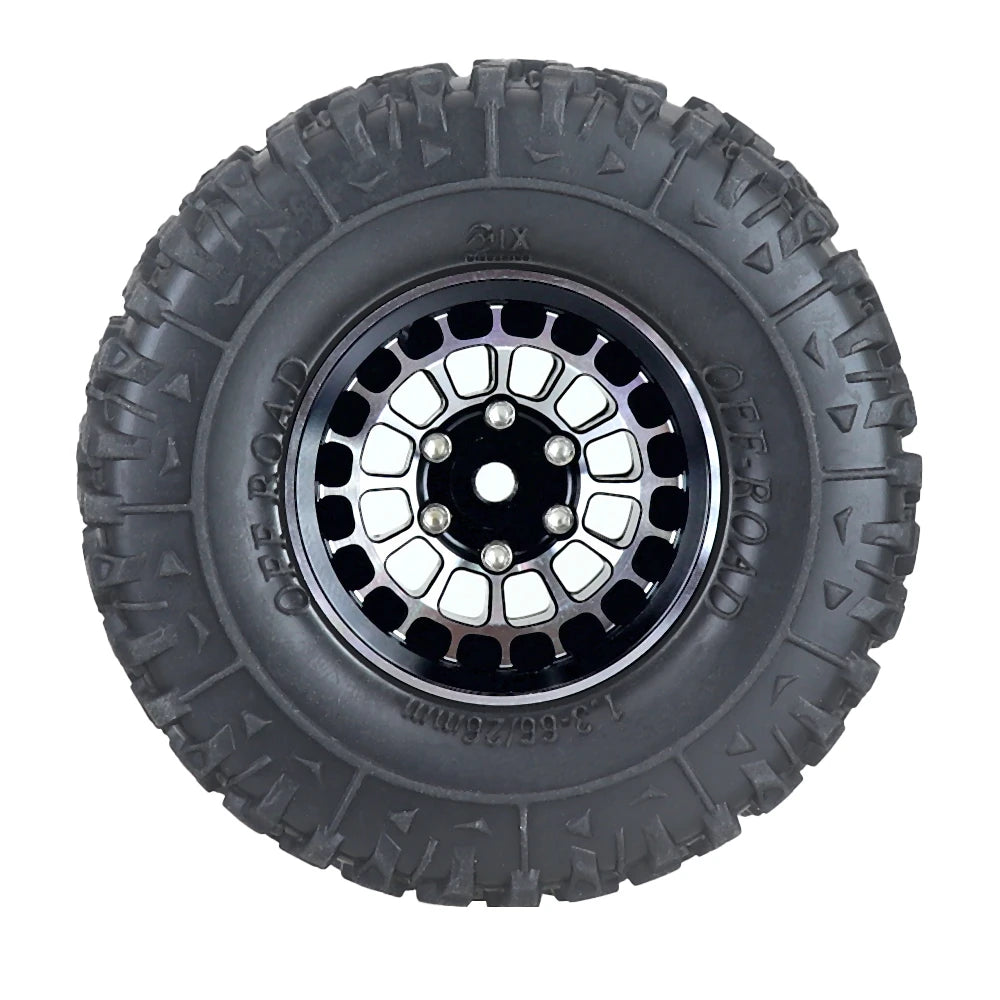 Ajrc Aluminum Alloy 1.3 Inch Beadlock Wheel Rim Tire For 1/24 Fms24 Axial Scx24 1/18 Traxxas Trx4m Trx4-m Rc Crawler Car Tire