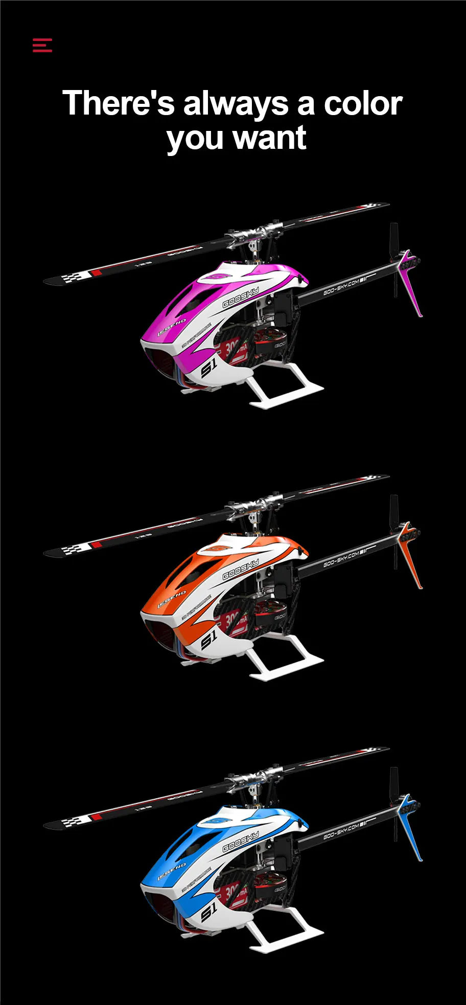 Hot Rc Goosky S1 Bnf/Rtf 6ch 3d Stunt Double Brushless Motor Direct Drive Motor Flybarless Direct-Drive Rc Helicopter Toy Gift