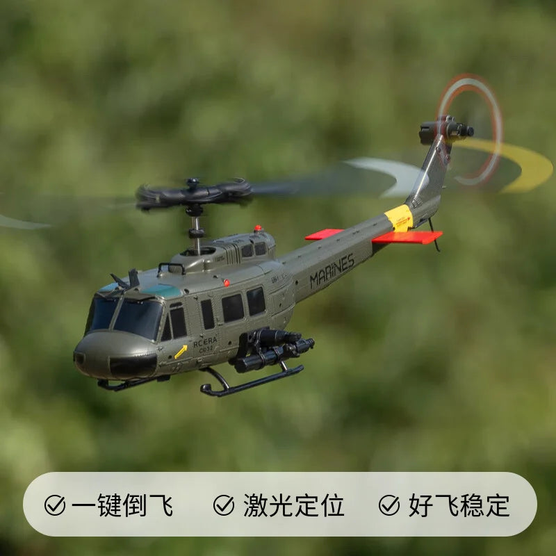 C032 UH-1 brushless RTF RC Helicopter 6-axis Gyroscope One Click 3D Flip Optical flow positioning UH1 helicopter model Hobby Toy