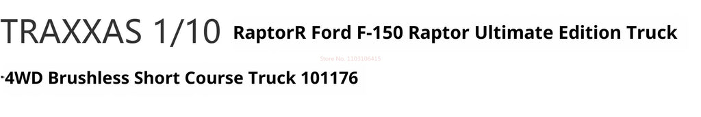 Traxxas 1:10 Raptor R 4*4 F150 Ultimate Four-Wheel Drive Brushless Short Card Remote Control Off-Road Vehicle Desert Short Card