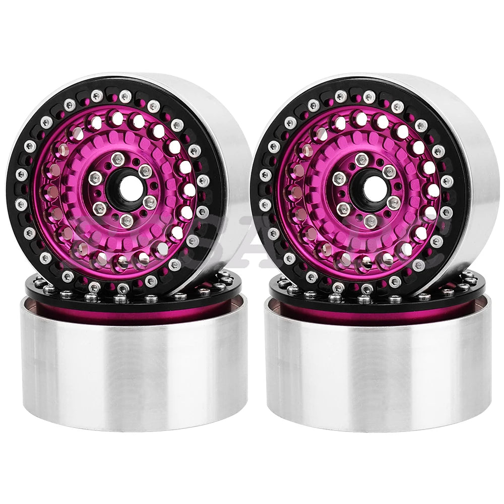 2/4Pcs 2.2 Inch Metal Alloy Beadlock Wheel Hub Rim Rims Aluminum Alloy for TRX4 TRX6 Axial SCX10 III  1/10 RC Crawler