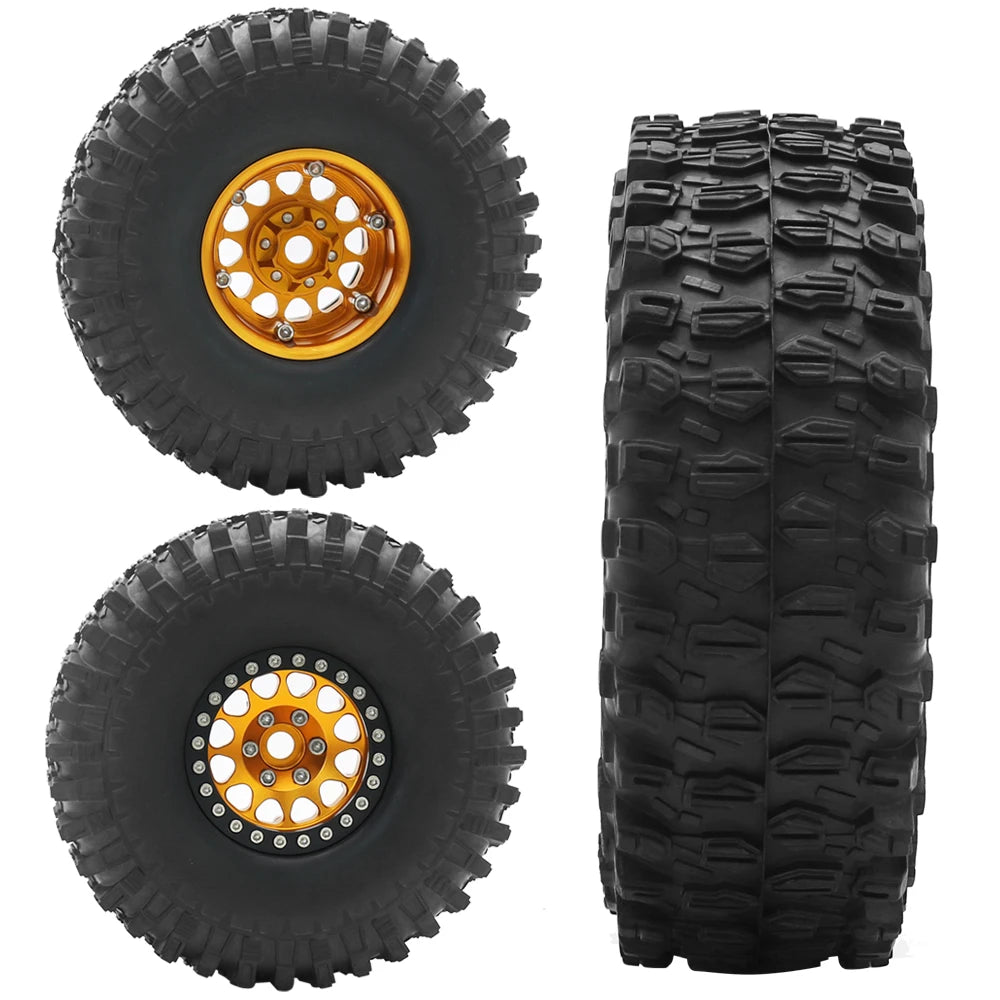 Metal 1.9 Beadlock Wheel Rim Tires Set for 1/10 RC Crawler Car Axial SCX10 III AXI03007 90046 TRX-4 Redcat GEN 8