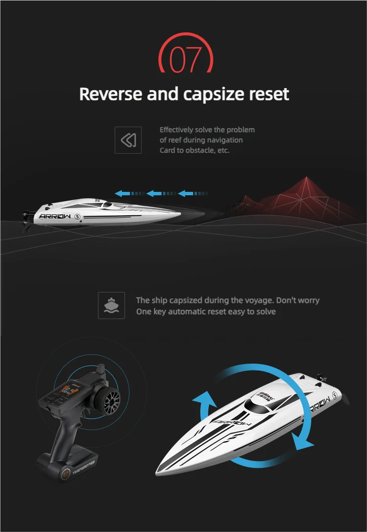 Udirc RC Boat Udi005 50Km/H High Speed Brushless Motor 2.4GHz Remote Control RC Speedboat PvC Electric Boat Toys Gift for Boy