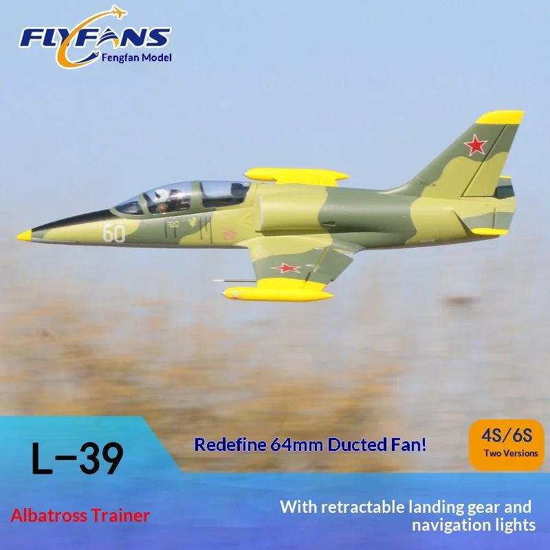 Flyfans L-39 Rc Airplane 64mm Edf Fixed Wing Jet With Retractable Landing Gear Navigation Lights 4s 6s Dual Power Hobby Aircraft