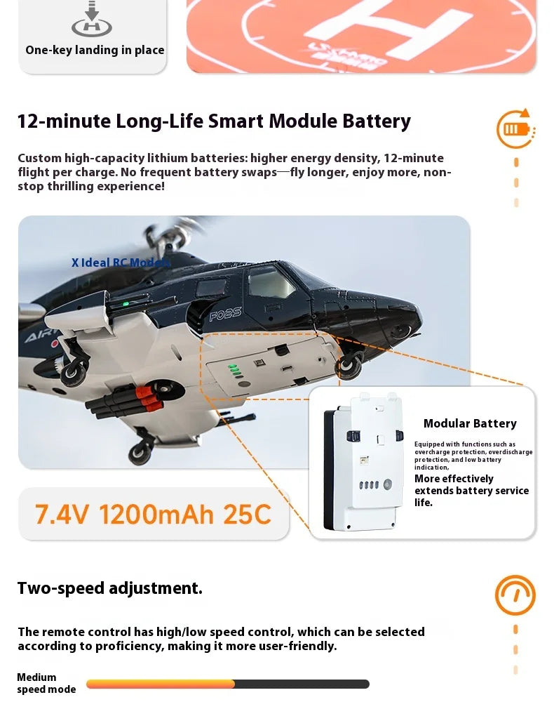 Yuxiang F07s Huey F02s Flying Wolf Armed 1/34 Remote Control Helicopter Gps Positioning Tof Height Control Brushless Motor