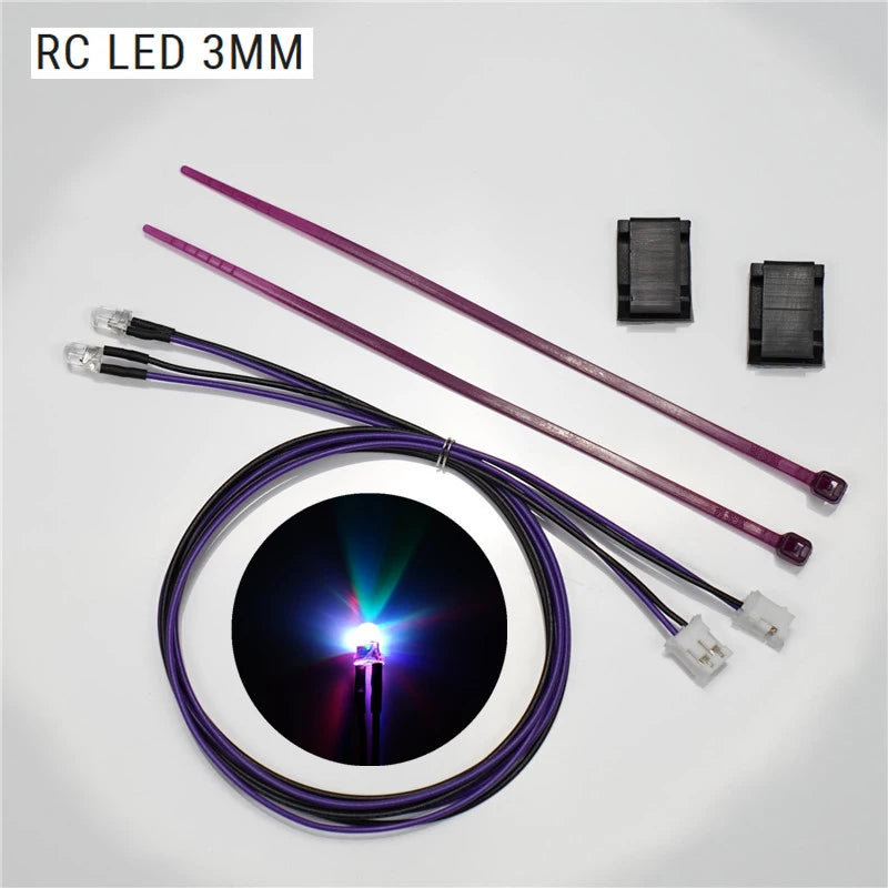 LED 3mm 5mm PH2.0 Plug Light Lamp Beads for 1/10 RC Crawler Car TRX4 Defender 1/14 Tamiya RC Truck SCANIA 770S VOLVO BENZ MAN